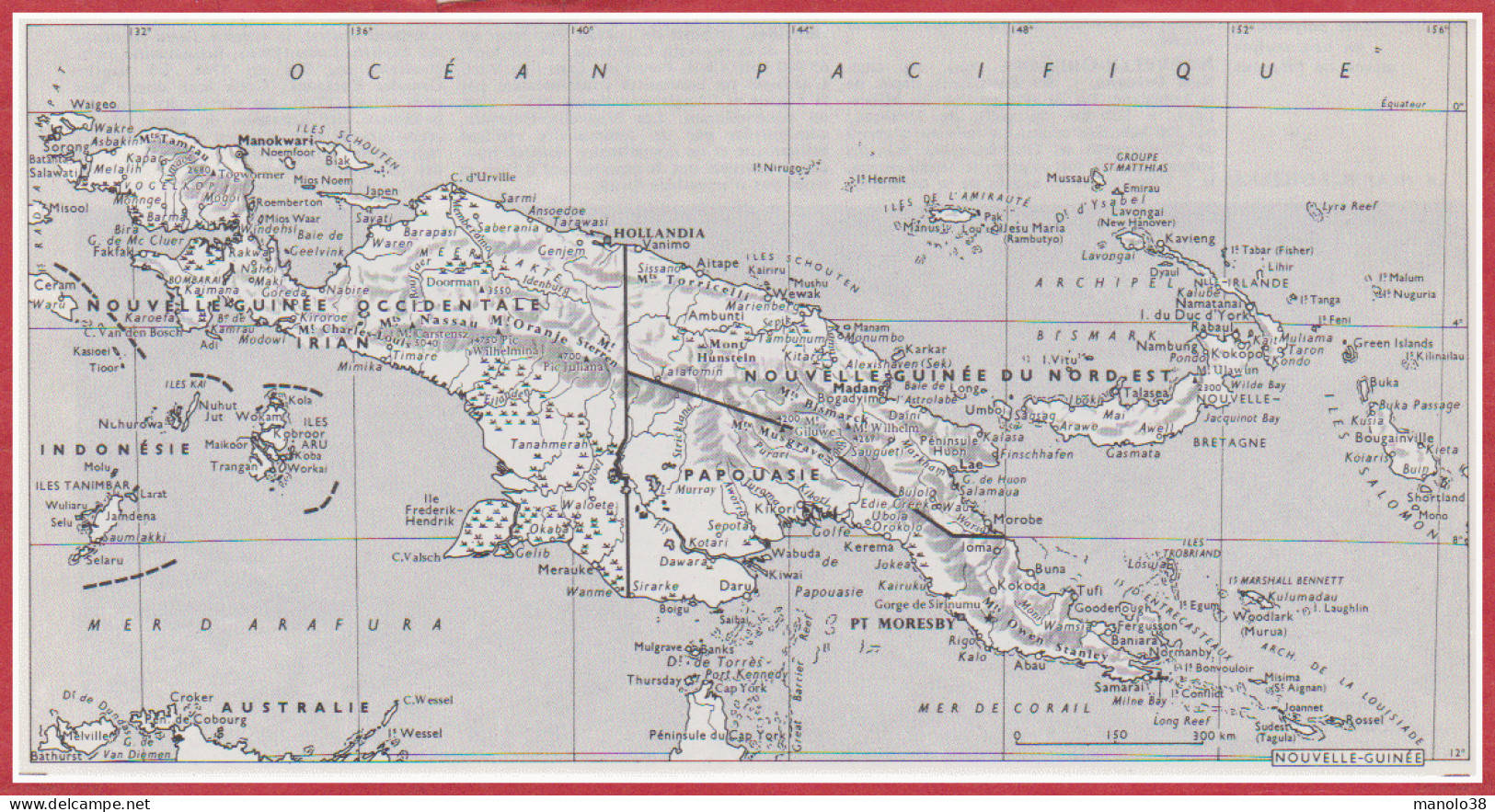 Carte De La Nouvelle Guinée. Larousse 1960. - Documents Historiques