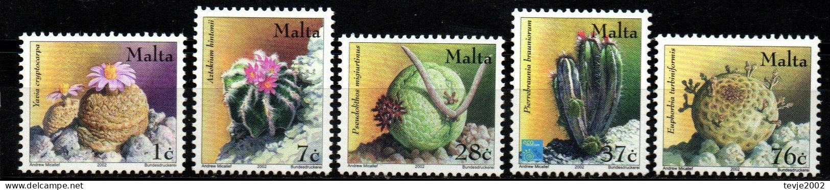 Malta 2002 - Mi.Nr. 1238 - 1242 - Postfrisch MNH - Sukkulenten Kakteen Cacti - Cactusses