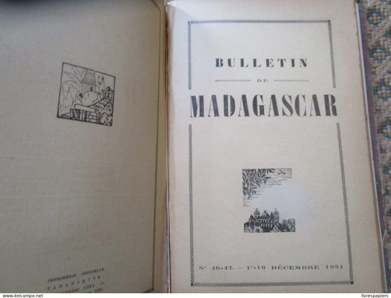 Madagascar BULLETIN DE MADAGASCAR 1951 Complet Janv à Dec , Relier Couvertures Conservées - Historia