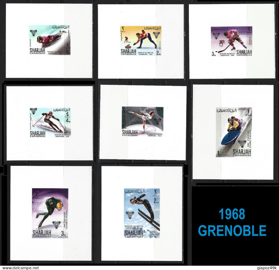 ● Sharjah 1968 ֍ GRENOBLE ● WINTER OLIMPICS ● 8 BF ● Sport Invernali ● Imperforated ● 2660 ● - Sharjah