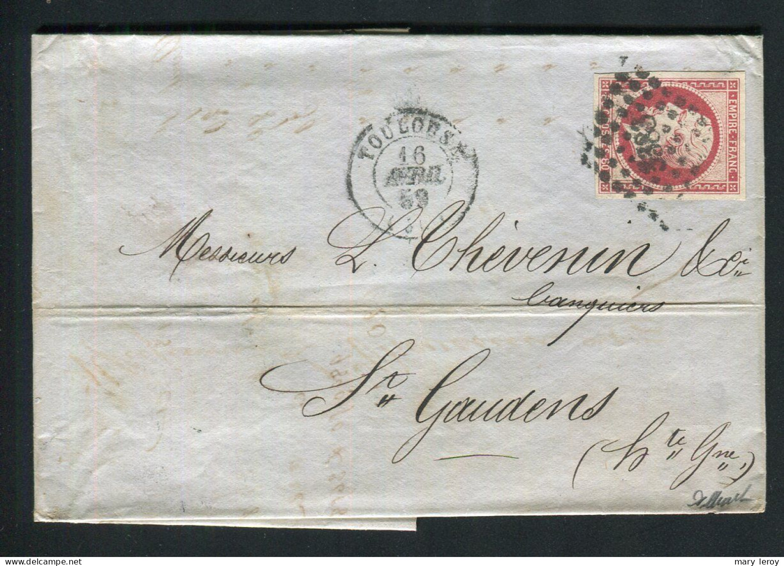 Superbe Lettre De Toulouse Pour Saint Gaudens ( 1859 ) Avec Un N° 17A - 1849-1876: Klassieke Periode