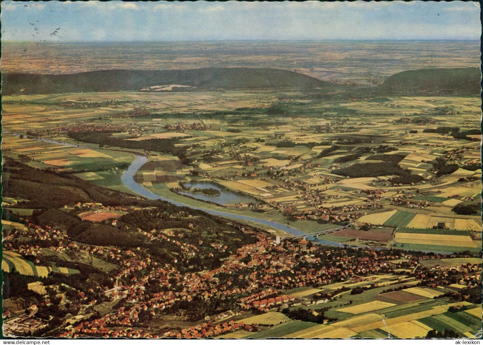 Ansichtskarte Vlotho Luftaufnahme Mit Uffeln An Der Weser 1964 - Vlotho
