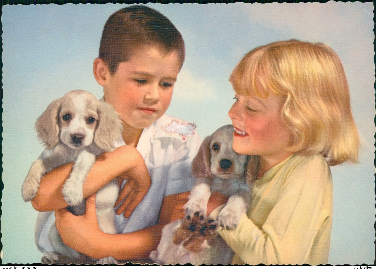 Menschen Soziales Leben & Kinder Mädchen U. Junge Mit Hund Hunden 1970 - Portraits