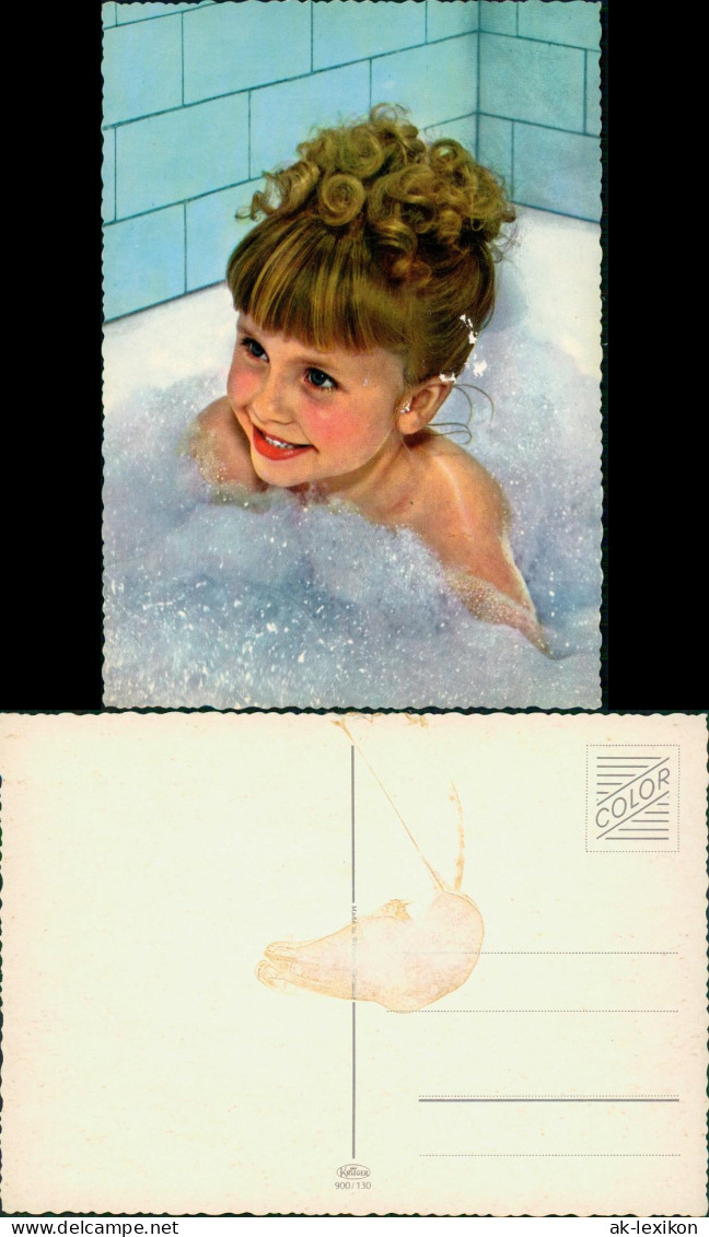 Menschen Soziales Leben & Kinder: Kind Mädchen I.d. Badewanne Baden 1970 - Retratos