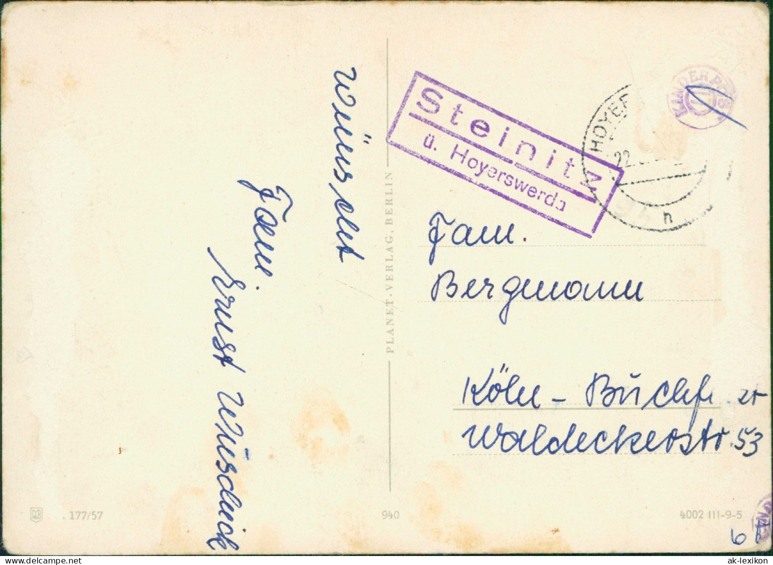 Glückwunsch Pfingsten Maikäfer 1950   Gelaufen Mit Landpoststempel STEINITZ - Pfingsten