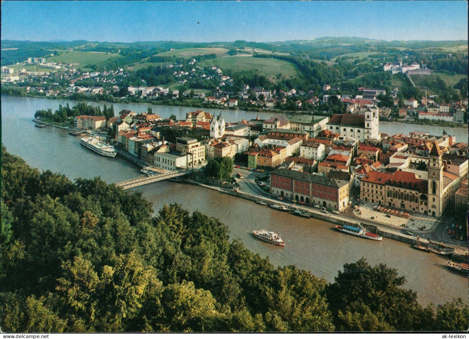 Passau Luftbild Partie Am Zusammenfluß Von Donau, Inn Und Ilz 1987 - Passau