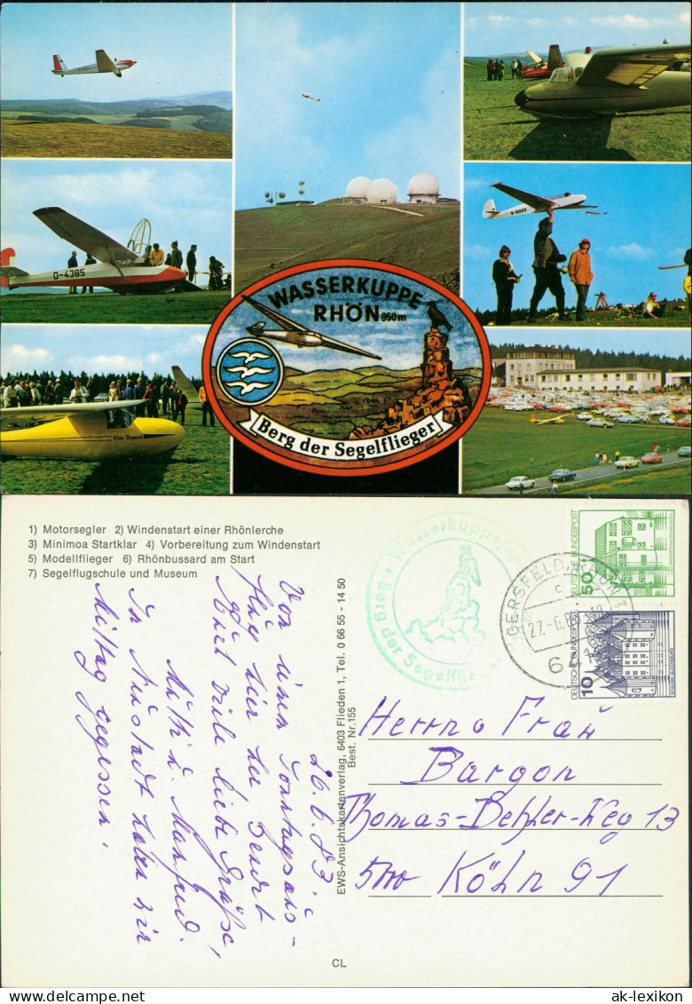 Gersfeld (Rhön) Wasserkuppe Mehrbild-AK Motorsegler & Segelflugschule 1988 - Other & Unclassified