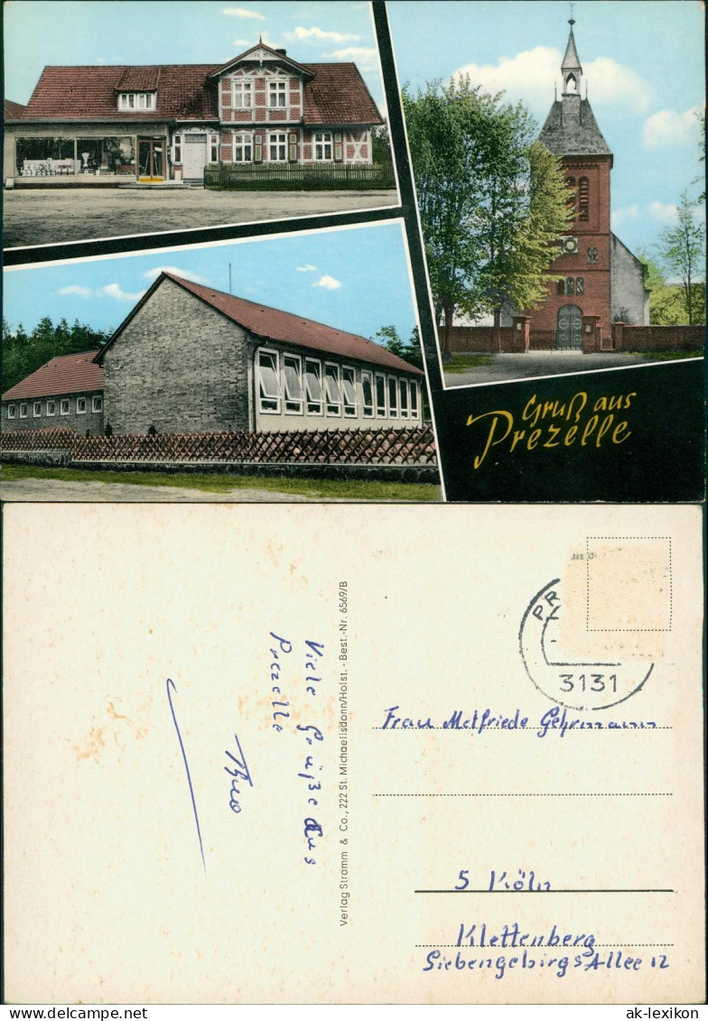 Prezelle Mehrbild-Grusskarte Ortsansichten, Geschäft, Kirche 1960 - Other & Unclassified