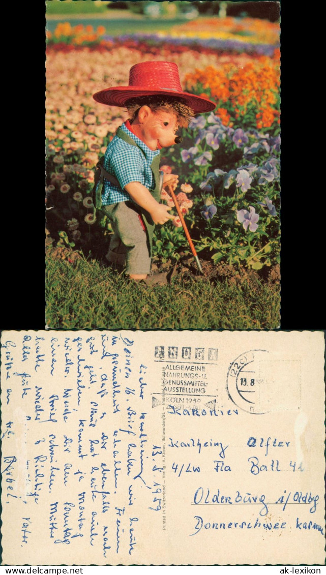 Ansichtskarte  Mecki (Igel-Figur) Mit Hut Bei Der Garten-Arbeit 1959 - Mecki