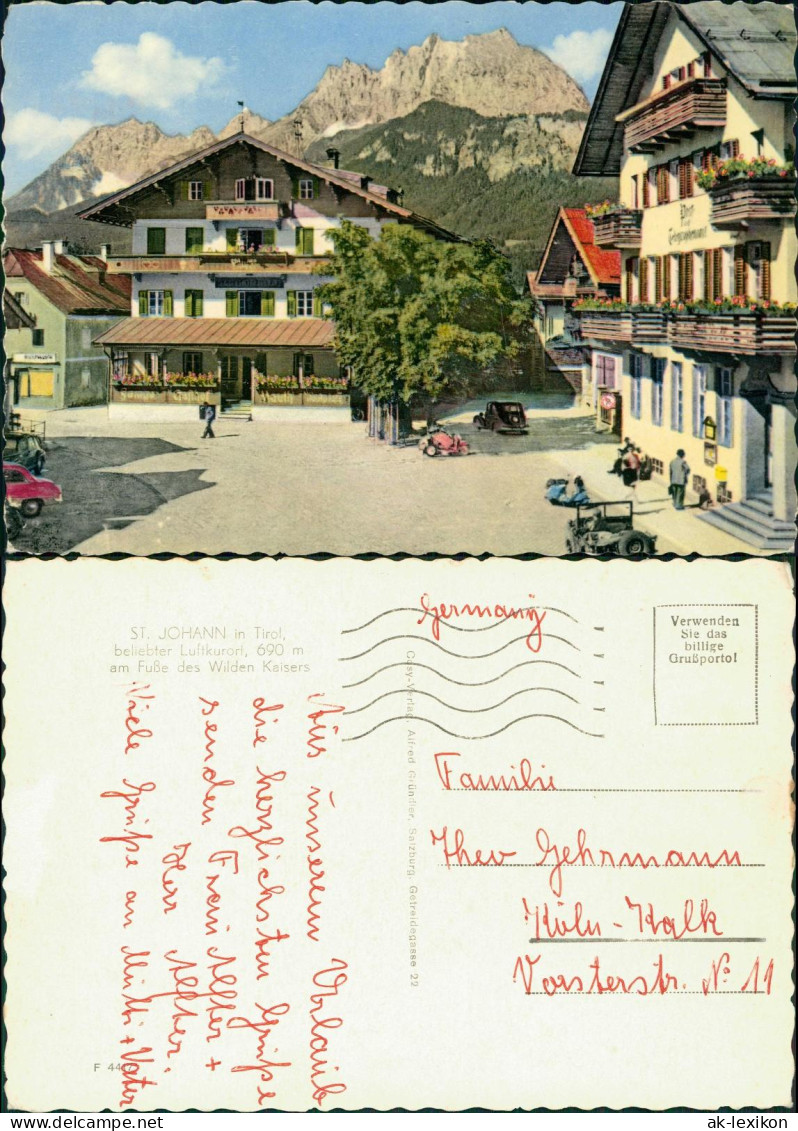 St. Johann In Tirol Ortsansicht Platz Mit Roller Autos Gasthöfen 1960 - Andere & Zonder Classificatie