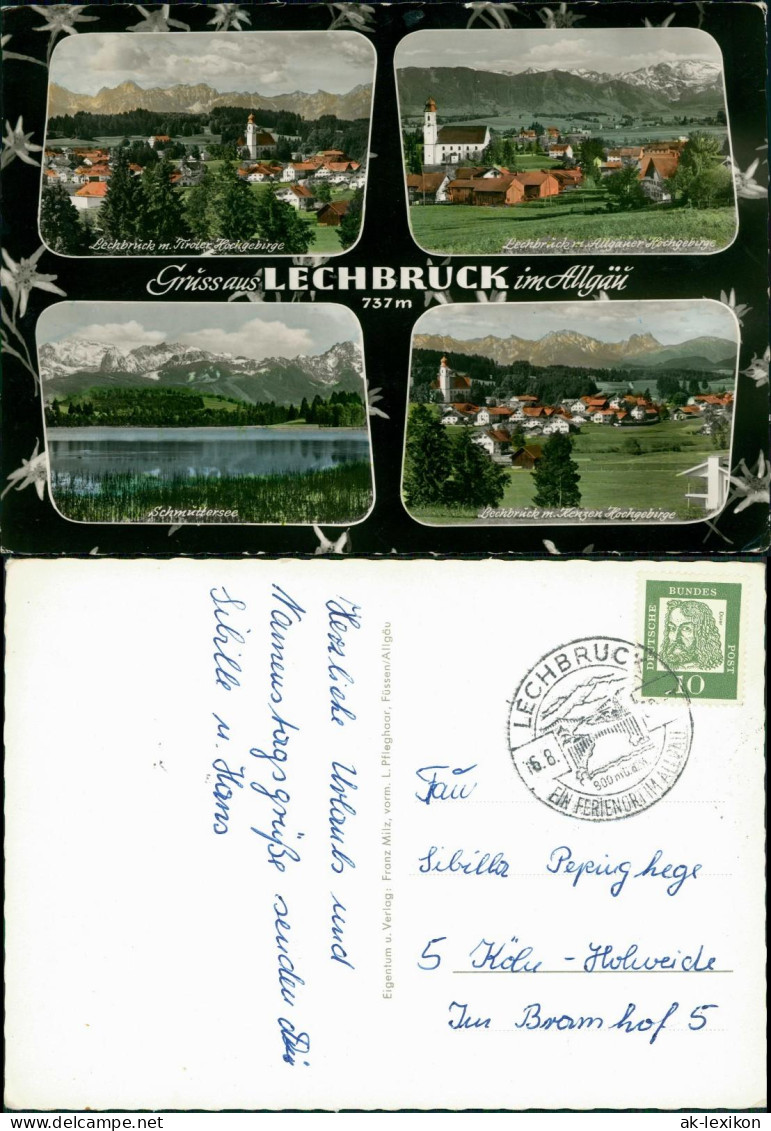 Ansichtskarte Lechbruck Am See Mehrbildkarte Mit 4 Panorama-Ansichten 1960 - Sonstige & Ohne Zuordnung