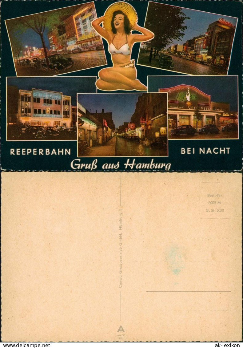 St. Pauli-Hamburg Reeperbahn Mehrbild-AK Bars  U.a. Zillertal, Cafe Keese 1955 - Autres & Non Classés