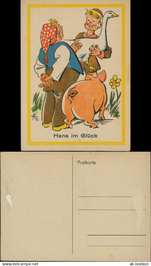 Märchen Künstlerkarte Kunstwerk Motivkarte "Hans Im Glück" 1950 - Paintings