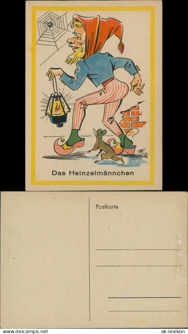 Künstlerkarte Kunstwerk Motivkarte "Das Heinzelmännchen" 1950 - Schilderijen