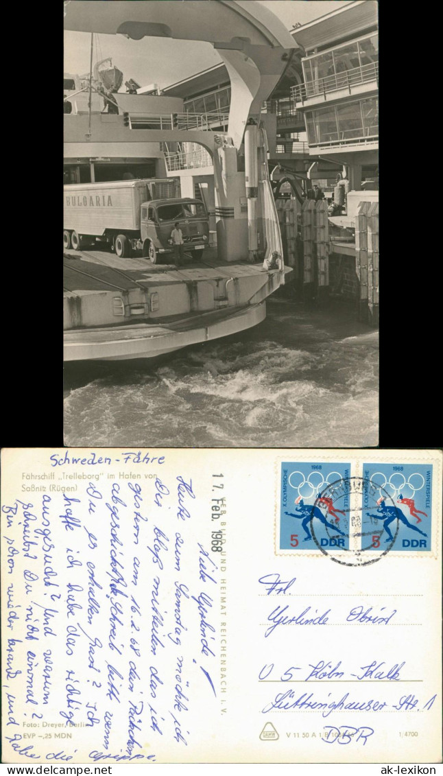 Hochsee Passagierschiff TRELLEBORG Im Hafen Saßnitz Rügen (DDR AK) 1968 - Altri & Non Classificati