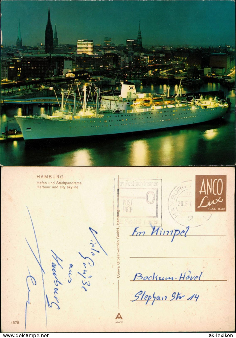 Hamburg Hafen Und Stadtpanorama Mit Schiff PASTEUR A.d. Landungsbrücke 1960 - Andere & Zonder Classificatie