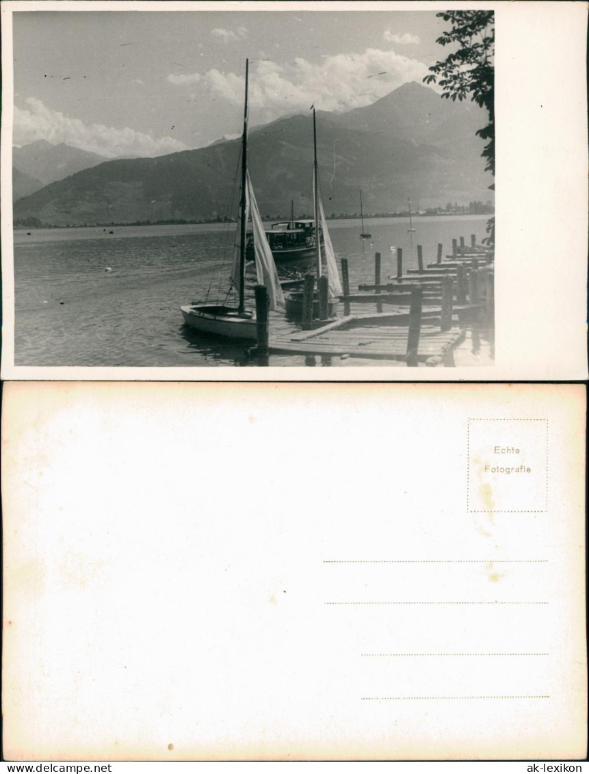 Foto  Segelboot Und Dampfer - Bergmassiv Hochgebirge 1934 Privatfoto - Veleros