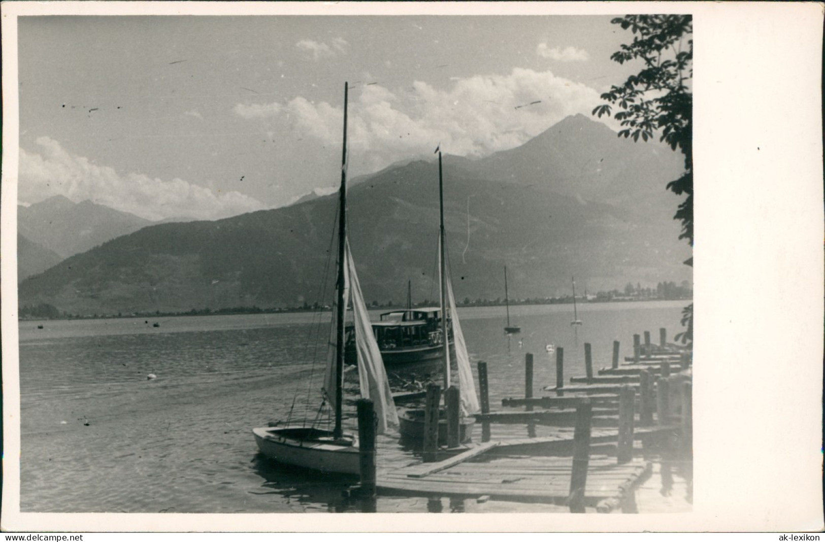 Foto  Segelboot Und Dampfer - Bergmassiv Hochgebirge 1934 Privatfoto - Voiliers