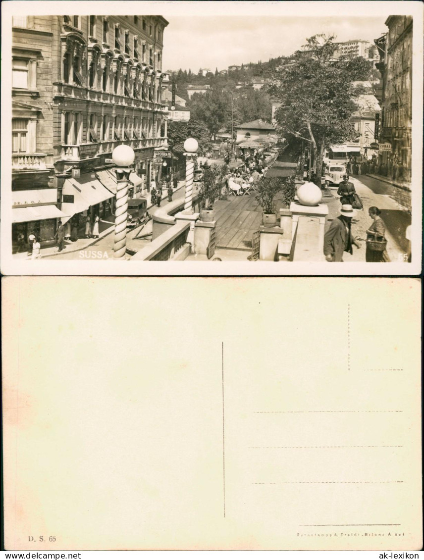 Cartoline Susa Straße Mit Oldtimern Und Terrassen 1933 - Other & Unclassified