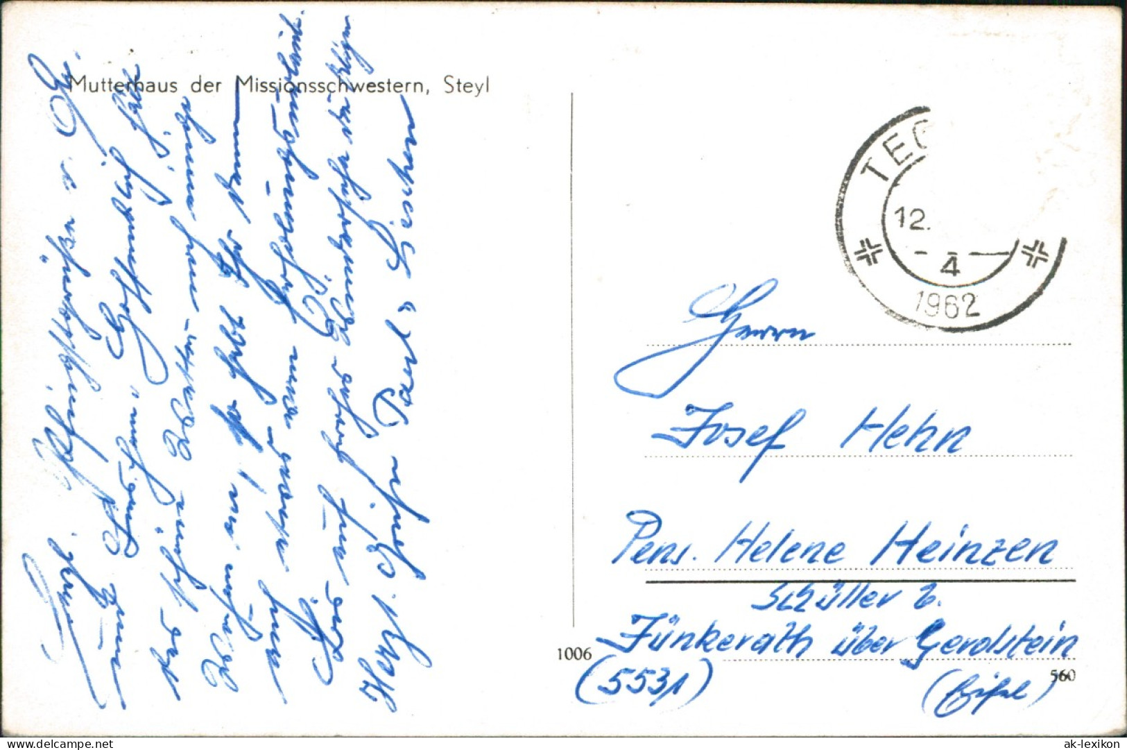 Postkaart Steyl-Venlo Mutter Aus Der Missionsschwestern 1962 - Venlo