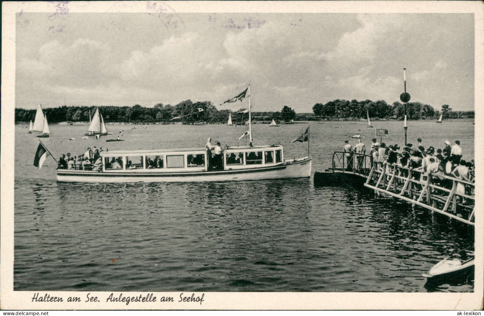 Ansichtskarte Haltern Am See Schiff Anlegestelle Am Seehof 1953 - Haltern