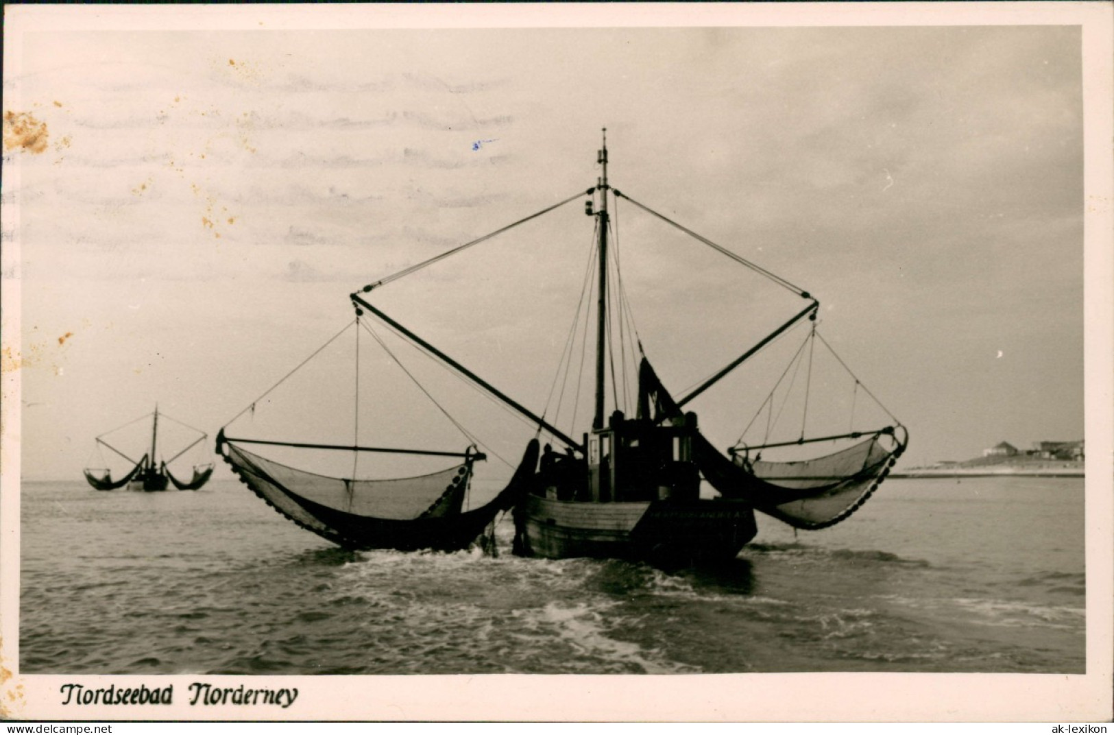 Ansichtskarte Norderney Nordseebad Nordsee Fischer Fischerboot 1956 - Norderney