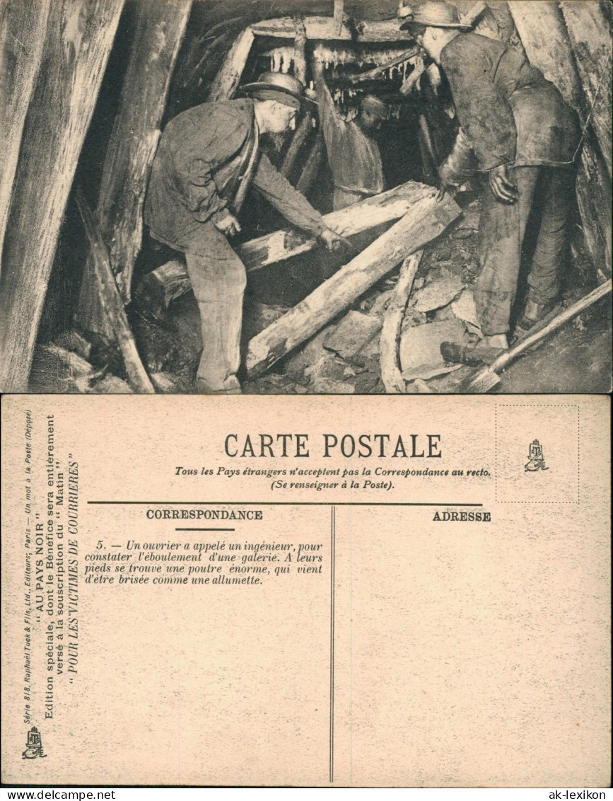 Mine Bergbau Tagebau (AU PAYS NOIR) Arbeiter Beim Stollen-Bau 1910 - Mines