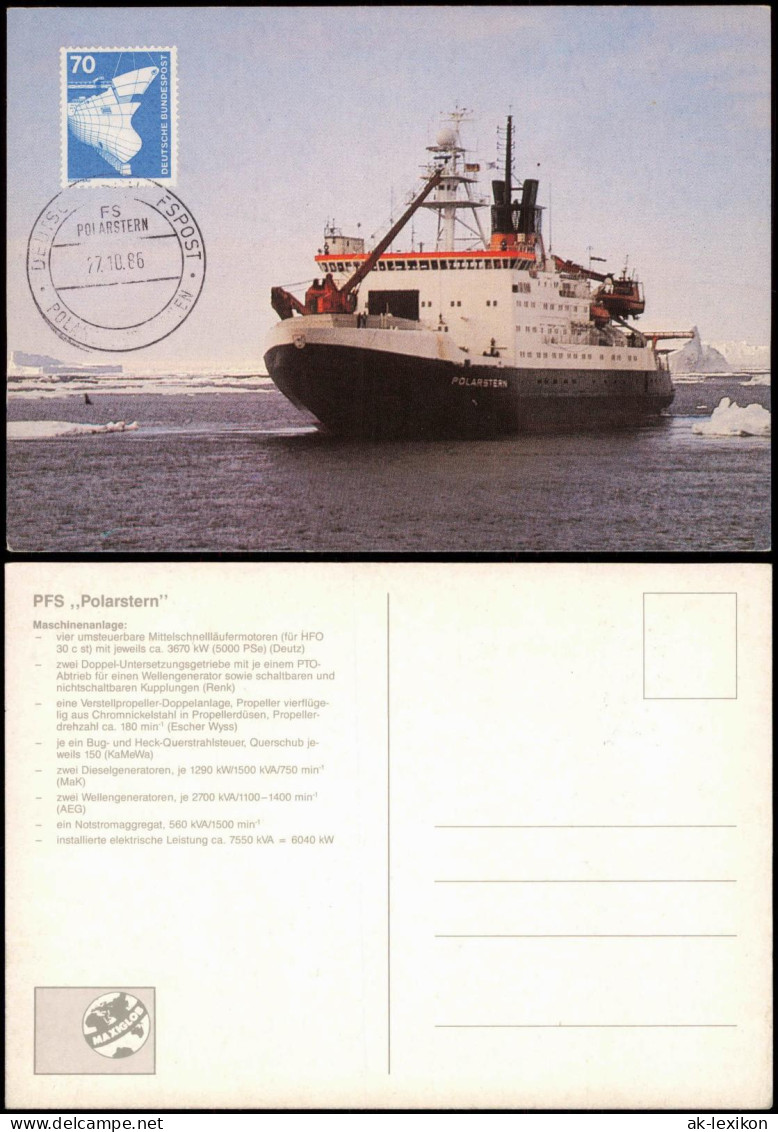 Ansichtskarte  Polar Forschung PFS Polarstern Schiff 1986 Deutsche Schiffspost - Altri & Non Classificati