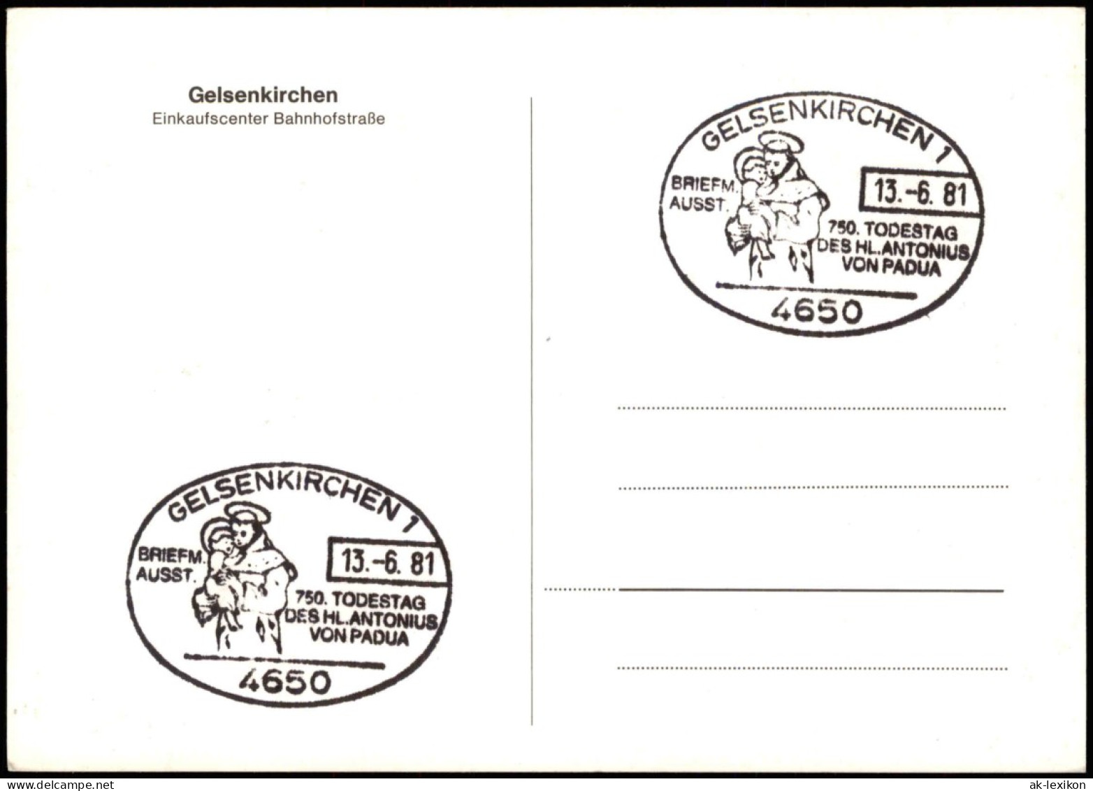 Ansichtskarte Gelsenkirchen Einkaufscenter Bahnhofstraße 1981  Sonderstempel - Gelsenkirchen