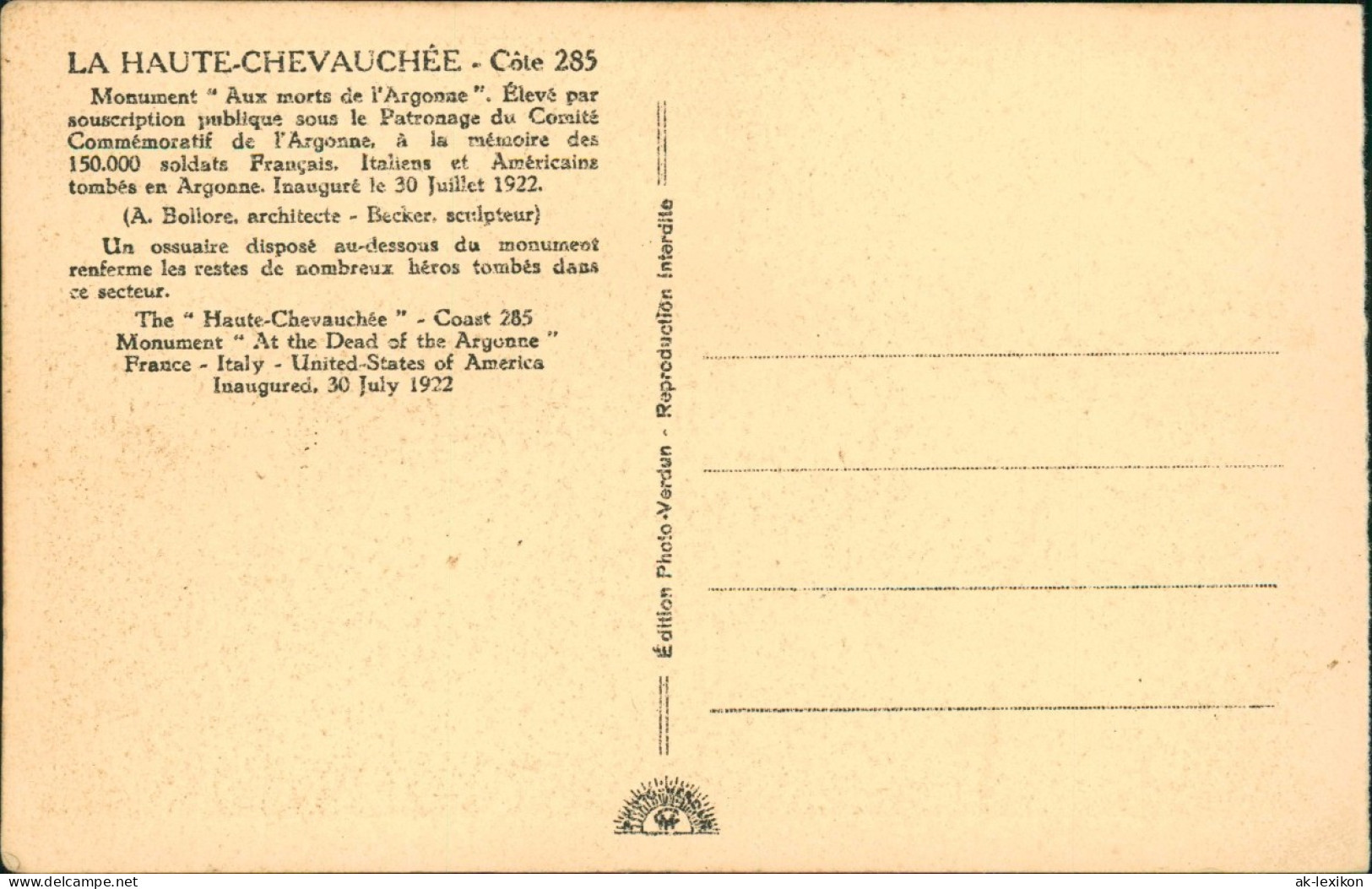 Ansichtskarte  LA HAUTE-CHEVAUCHÉE Kriegerdenkmal 1932 - Unclassified