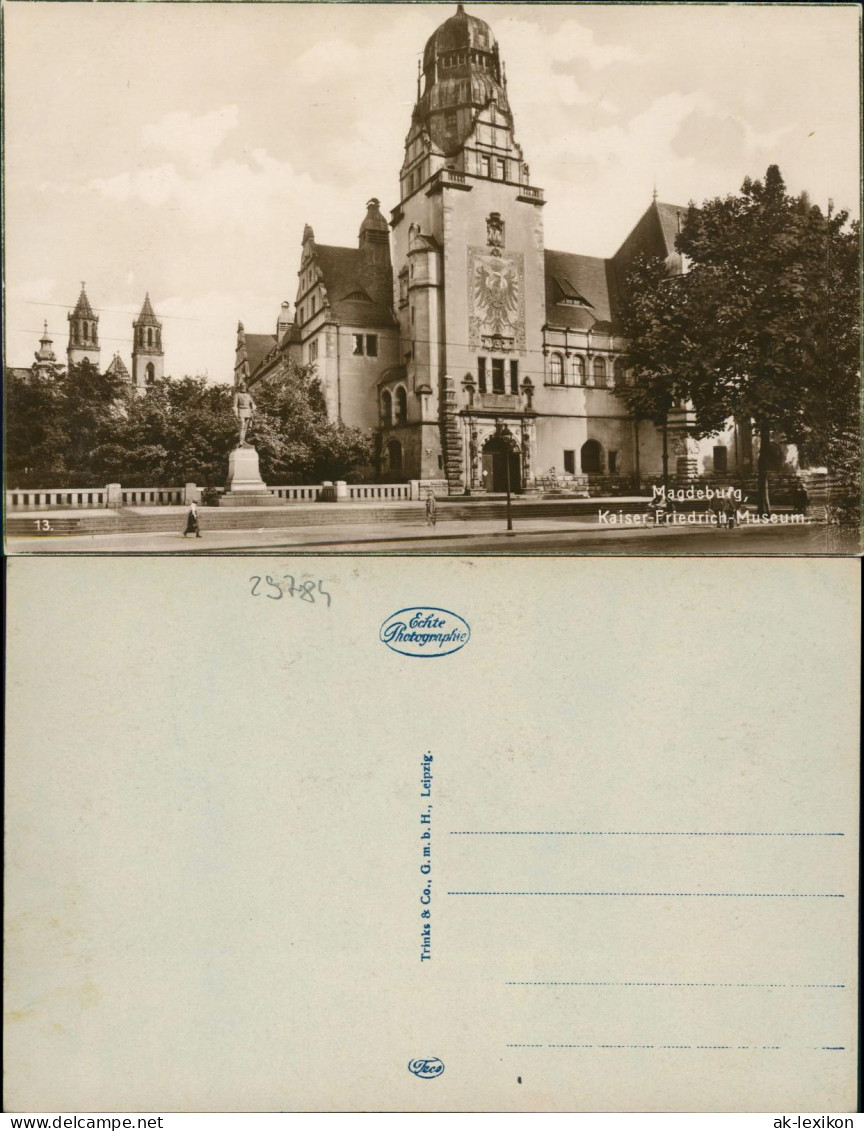 Ansichtskarte Magdeburg Kaiser-Friedrich-Museum, Fotokarte Reichsadler 1928 - Autres & Non Classés