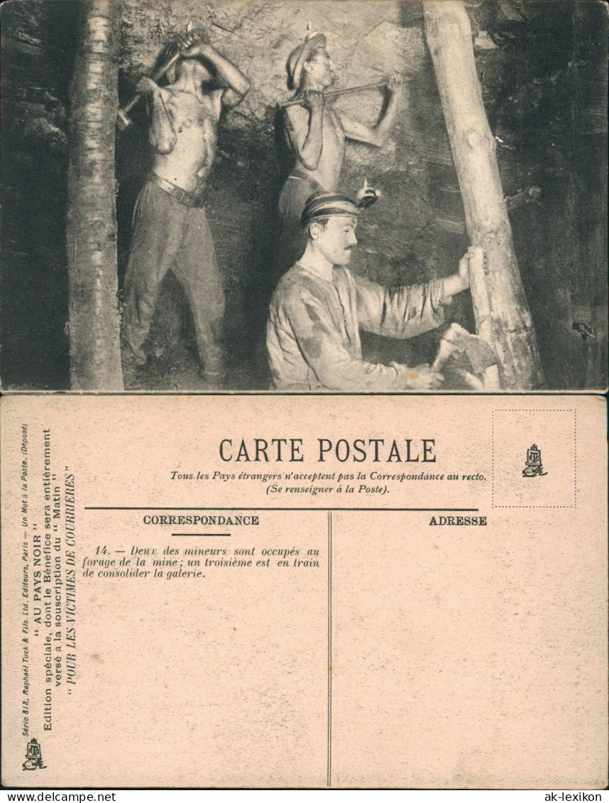 Bergbau Tagebau Mineurs AU PAYS NOIR Arbeiter Beim Abbau France Frankreich 1910 - Mines