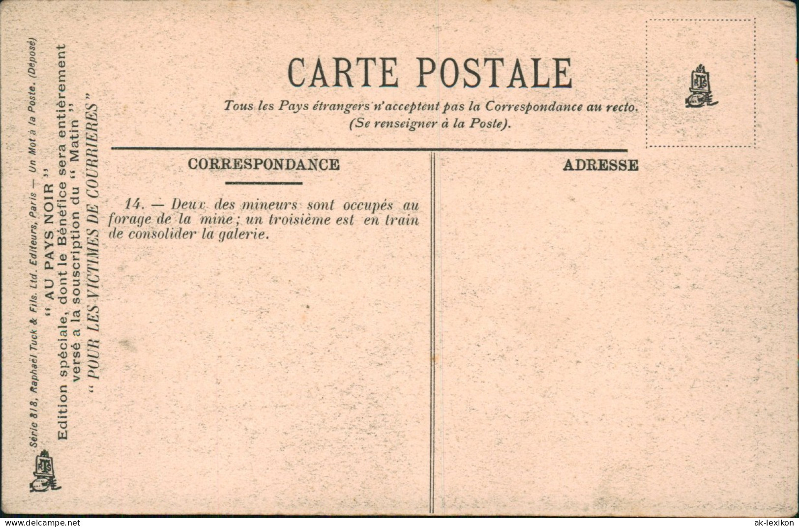 Bergbau Tagebau Mineurs AU PAYS NOIR Arbeiter Beim Abbau France Frankreich 1910 - Mines