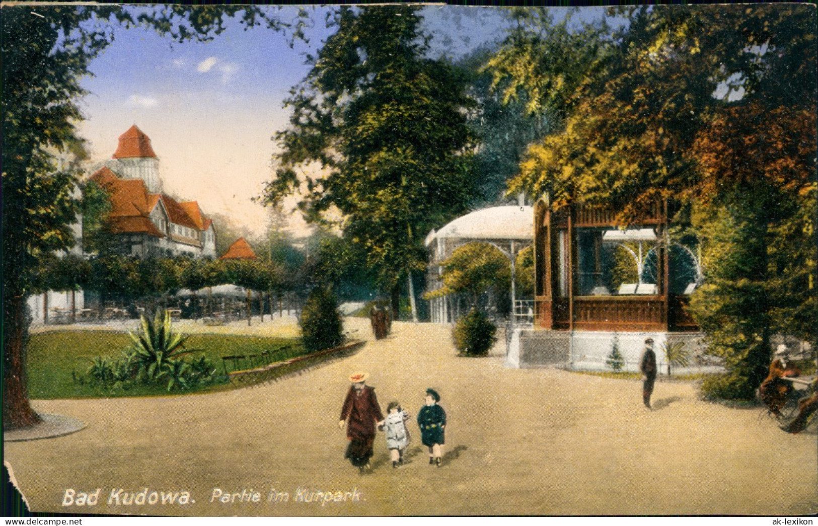 Postcard Bad Kudowa Kudowa-Zdrój Partie Im Kurpark. 1914 - Schlesien