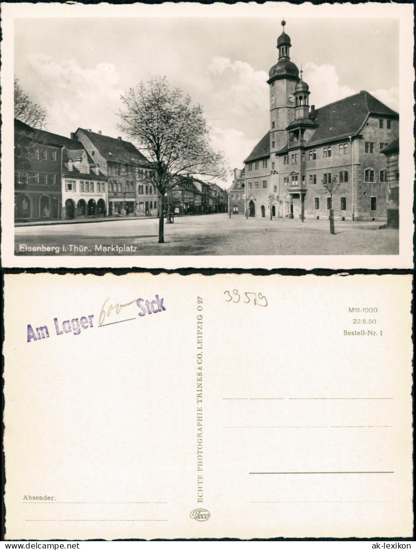 Ansichtskarte Eisenberg (Thüringen) Marktplatz 1939 - Eisenberg