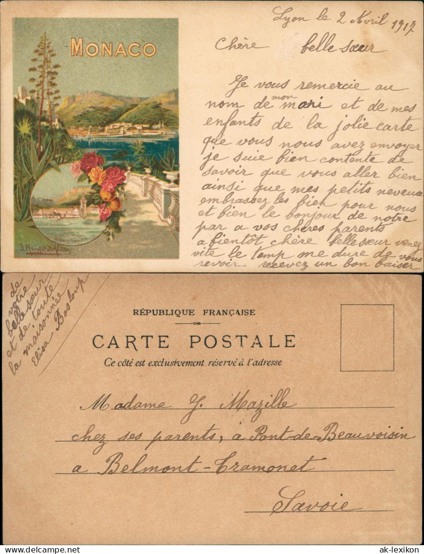 Postcard Monaco 2 Bild Künstlerkarte Stadt Rosen 1917 - Sonstige & Ohne Zuordnung