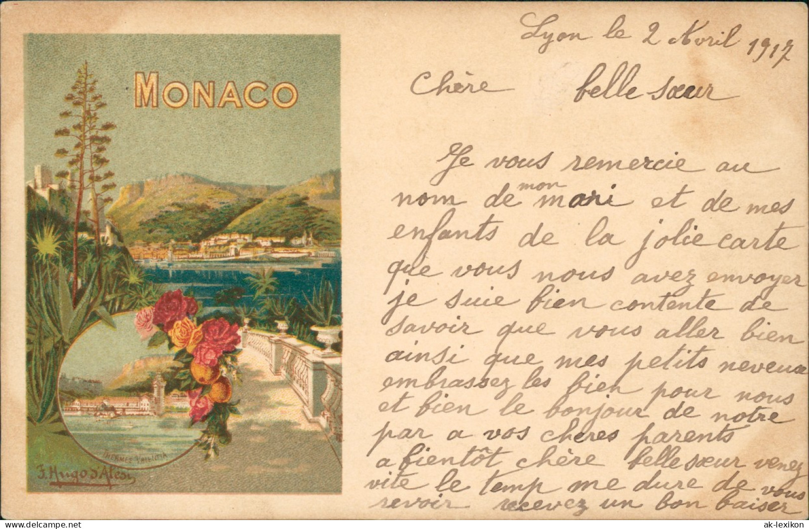 Postcard Monaco 2 Bild Künstlerkarte Stadt Rosen 1917 - Sonstige & Ohne Zuordnung