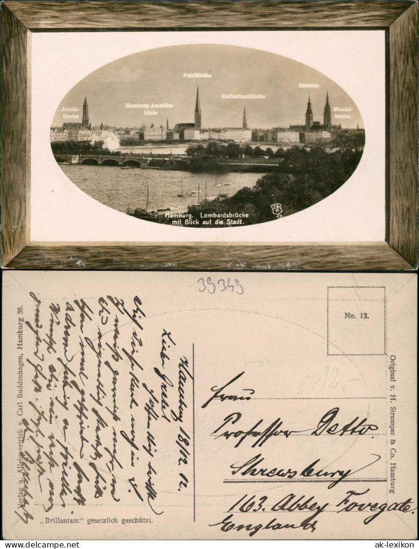 Ansichtskarte Hamburg Lombardsbrücke 1909 Passepartout - Sonstige & Ohne Zuordnung