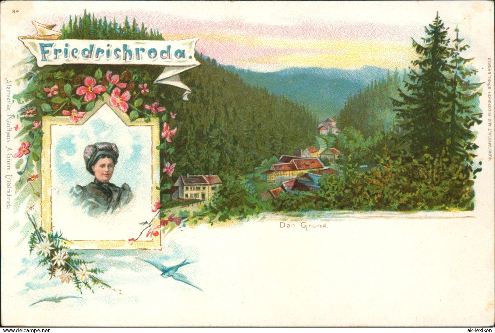 Ansichtskarte Friedrichroda Der Grund, Frau In Tracht - 2 Bild 1906 - Friedrichroda