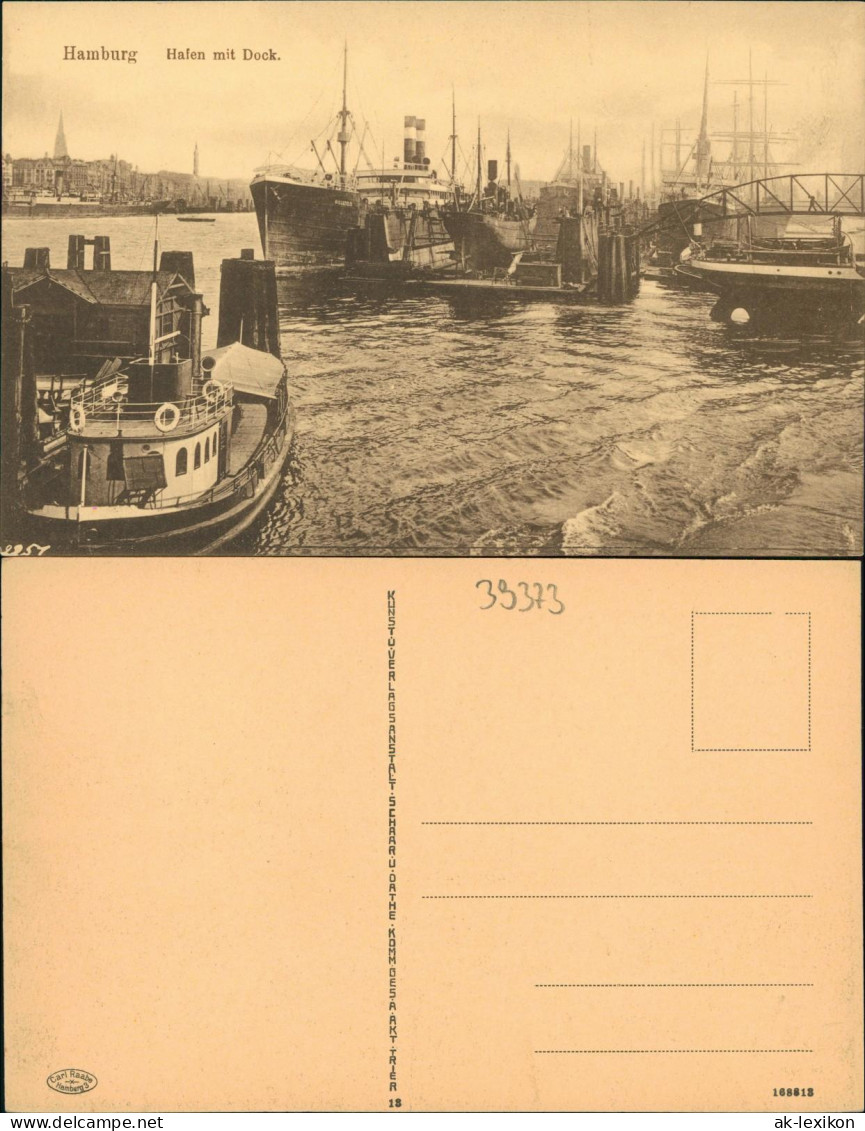 Ansichtskarte Hamburg Hafen Mit Dock. Dampfer Steamer 1914 - Autres & Non Classés