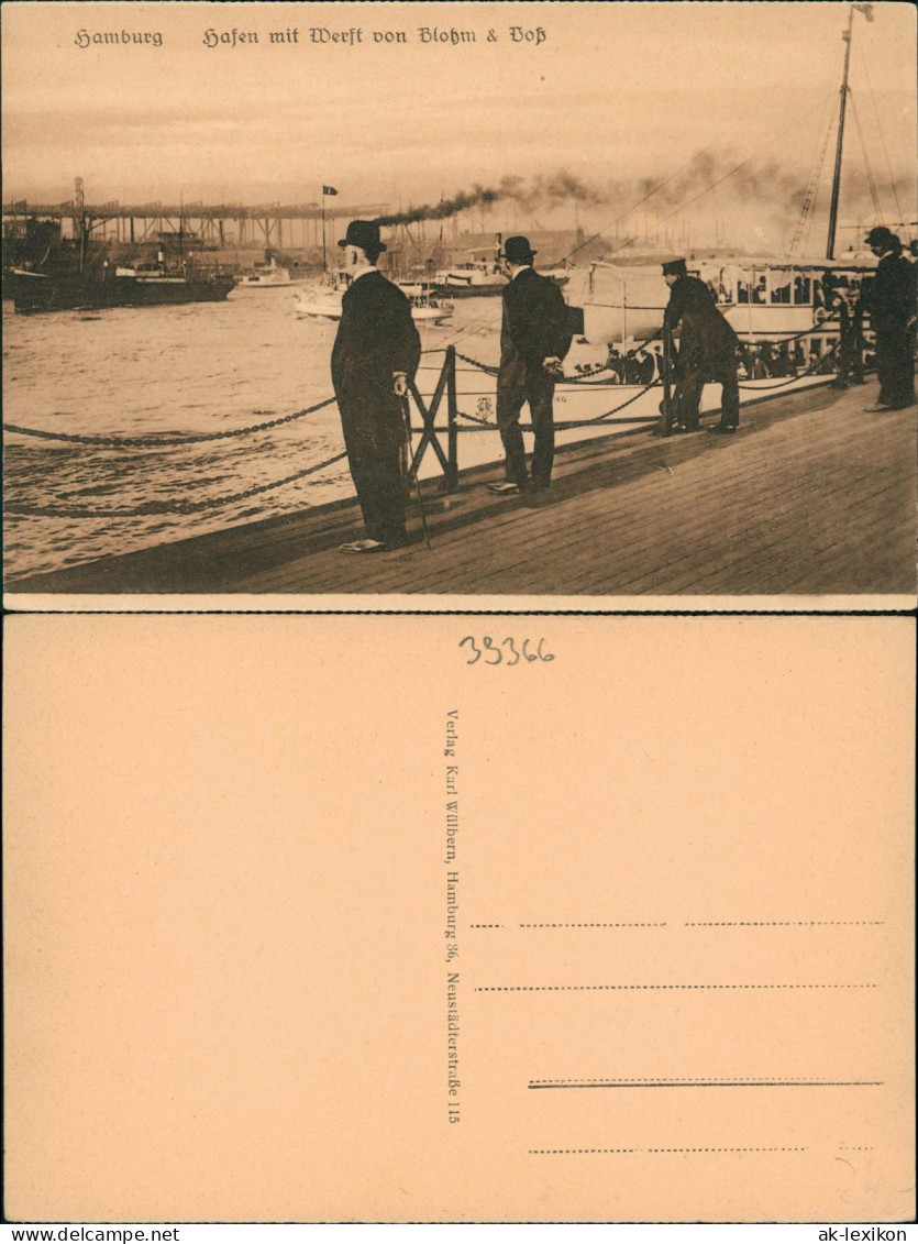 Hamburg Hafen Mit Werft Von Blohm & Voß, Männer Mit Melone 1913 - Other & Unclassified