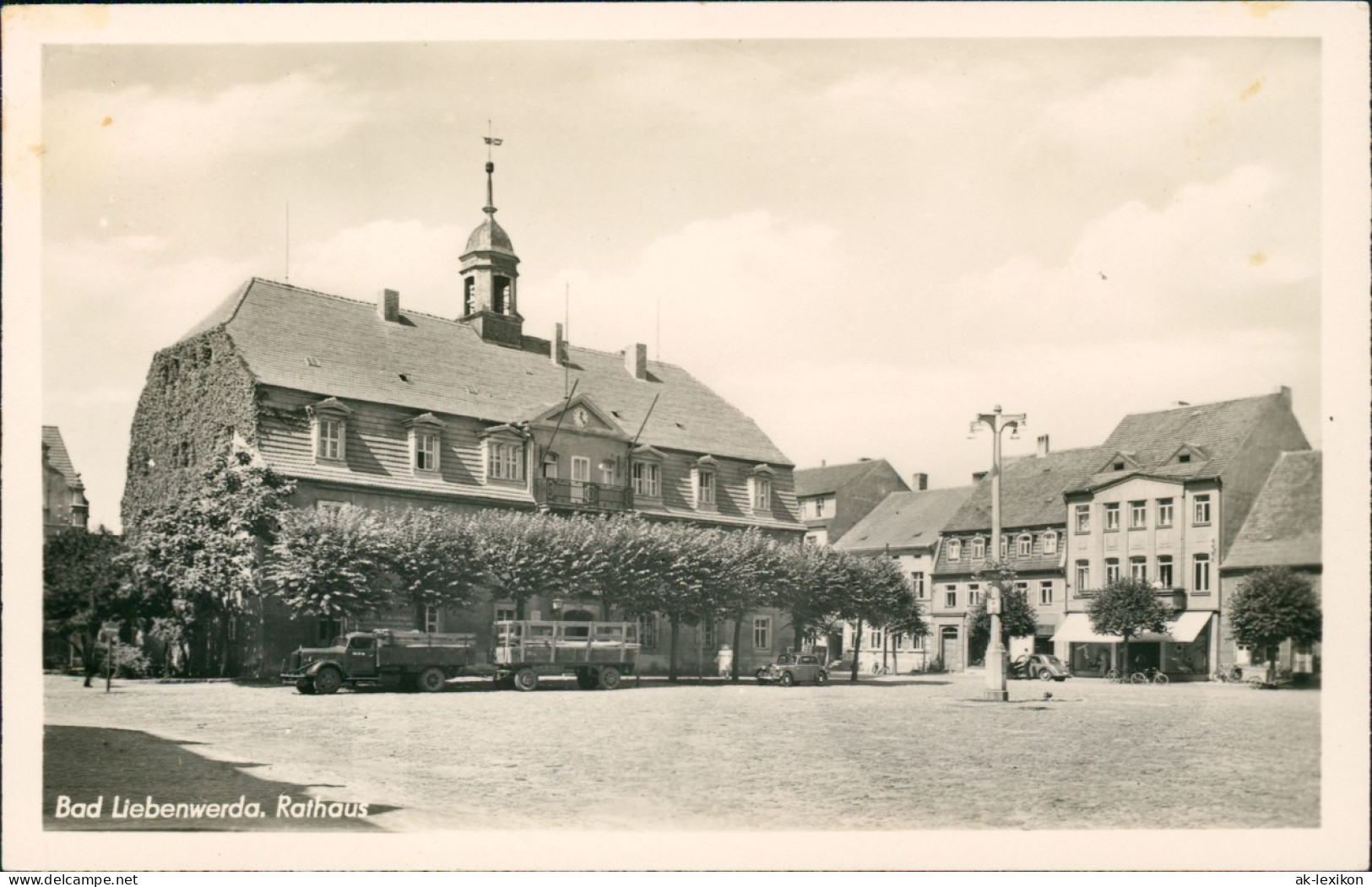 Ansichtskarte Bad Liebenwerda Rathaus, Marktplatz - LKW 1953 - Bad Liebenwerda