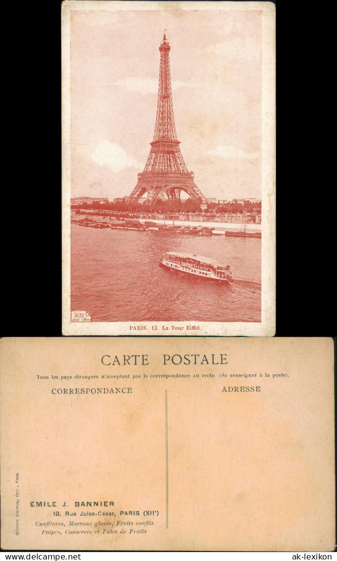 CPA Paris Seine Schiff Passiert Eiffelturm Tour Eiffel 1910 - Tour Eiffel