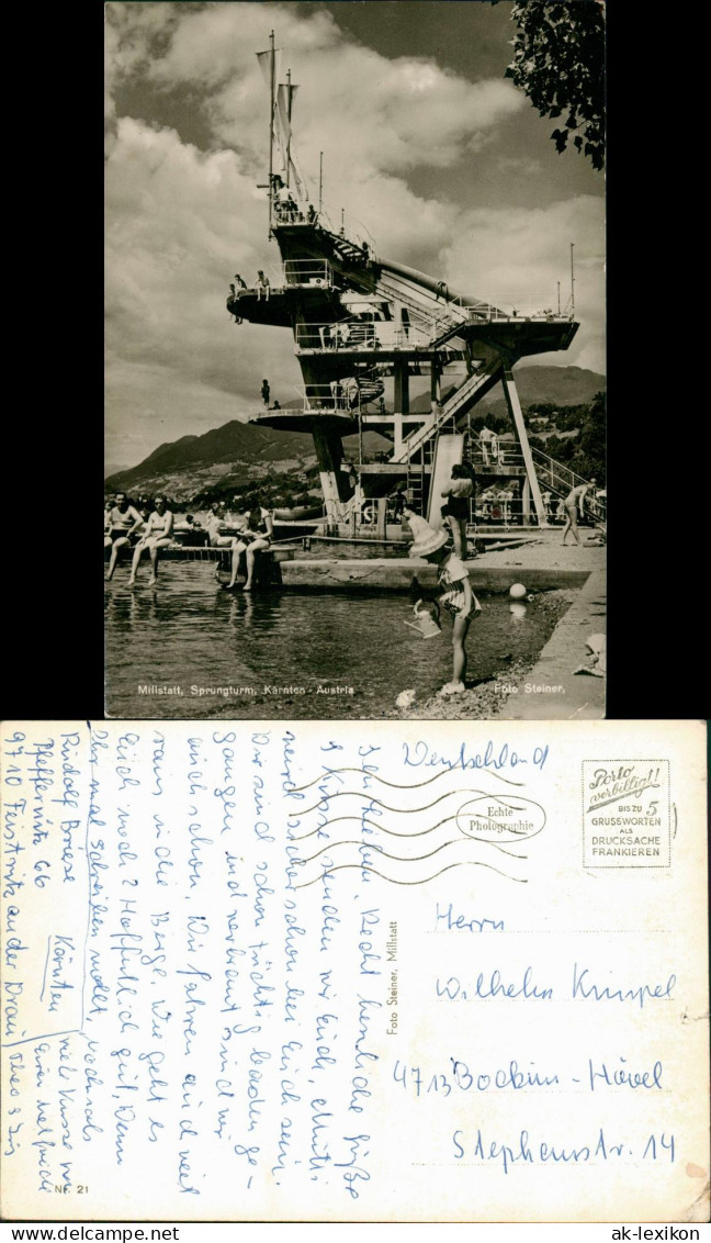 Ansichtskarte Millstatt Freibad Sprungturm Kärnten Austria Strandbad 1955 - Autres & Non Classés