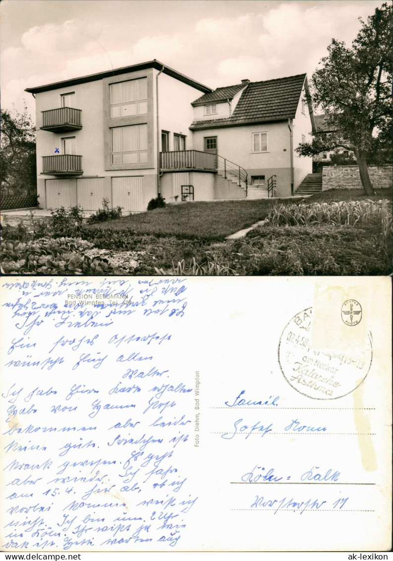 Ansichtskarte Bad Wimpfen Haus Pension Bergmann 1960 - Bad Wimpfen