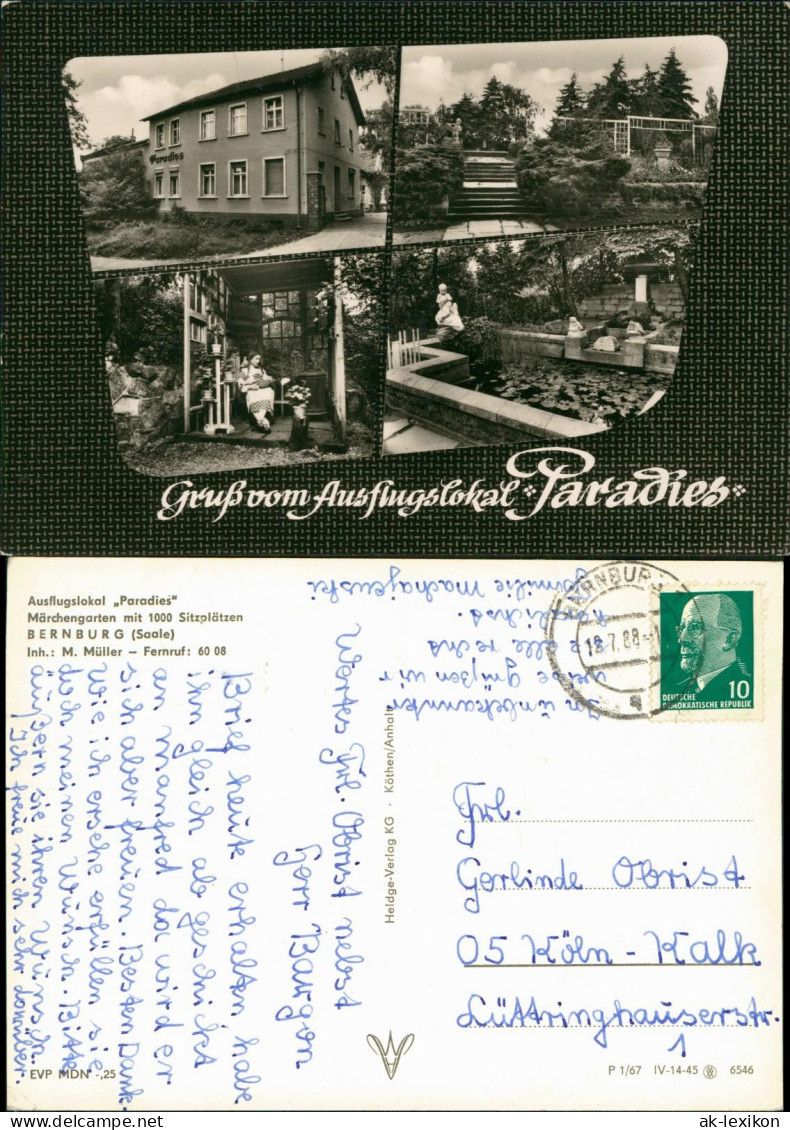 Ansichtskarte Bernburg (Saale) Ausflugsgaststätte "Paradies" 1967 - Autres & Non Classés