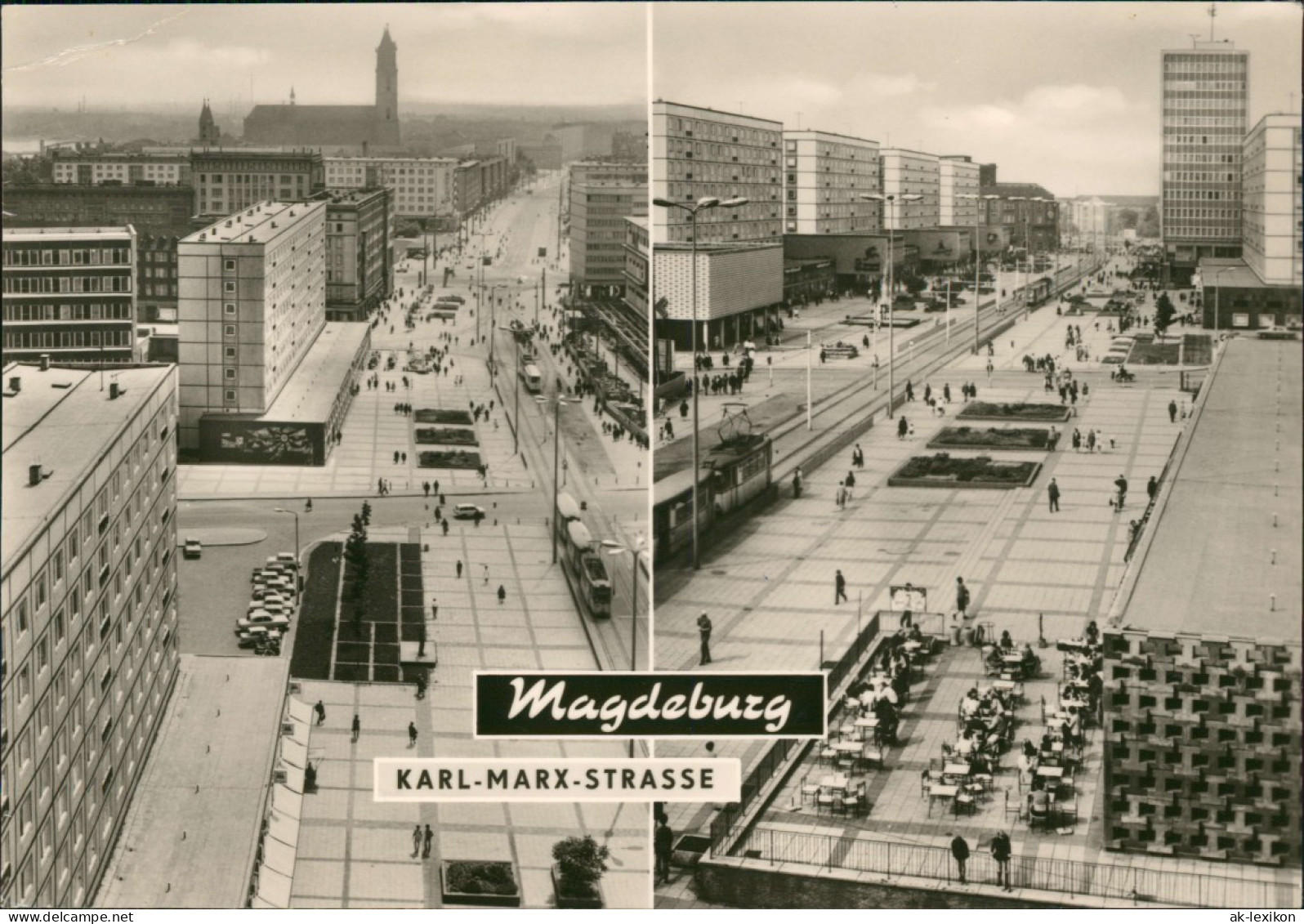 Ansichtskarte Magdeburg Karl-Marx-Straße - 2 Bild Neubauten 1972 - Altri & Non Classificati