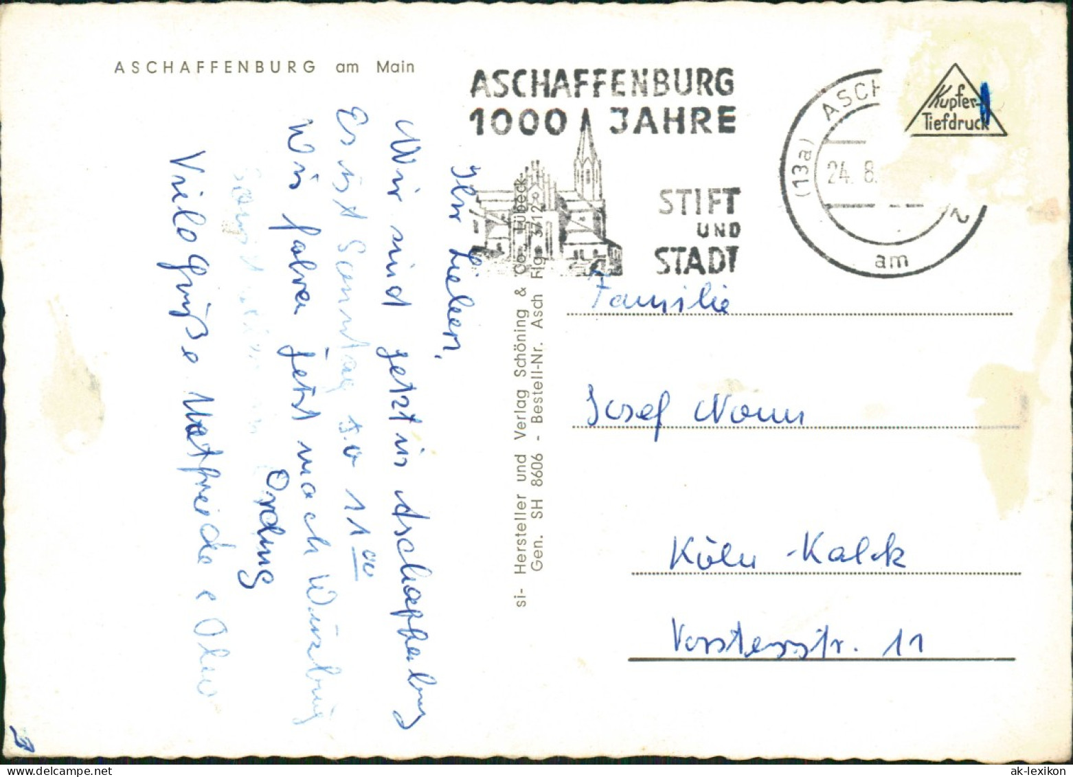 Ansichtskarte Aschaffenburg Luftbild Luftaufnahme Fliegeraufnahme 1950 - Aschaffenburg