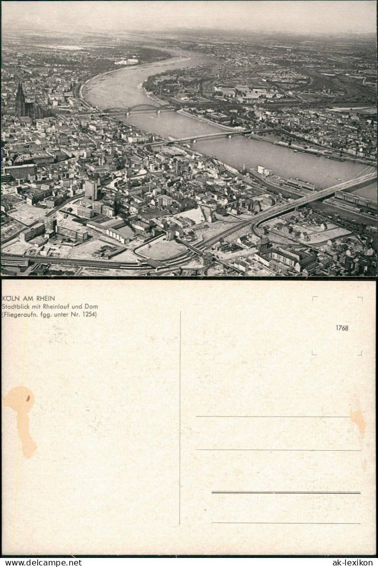 Ansichtskarte Köln Luftbild Innenstadt V. Flugzeug Aus, Rhein 1950 - Koeln