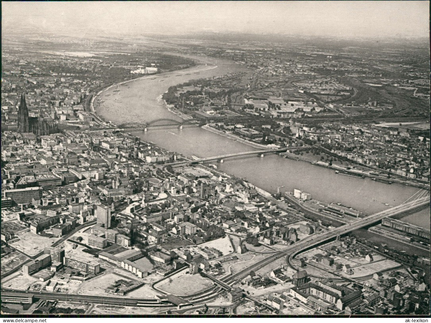 Ansichtskarte Köln Luftbild Innenstadt V. Flugzeug Aus, Rhein 1950 - Köln